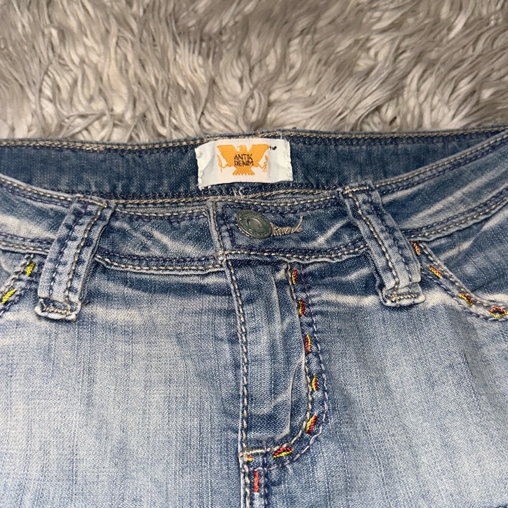Antik Denim vintage early 2000s denim mini skirt 25 bric brac crochet